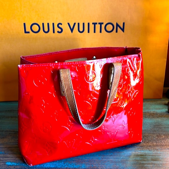 Louis Vuitton Bag Reade Monogram Vernis Pm Red Patent Leather Tote Small